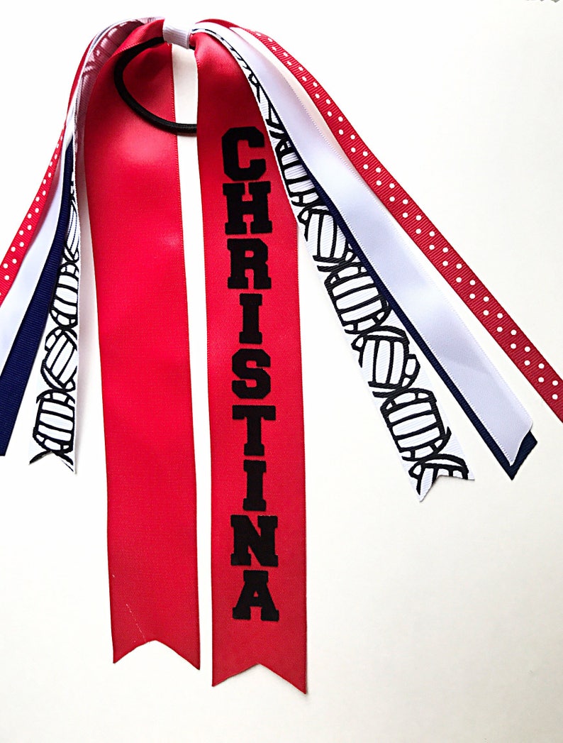 Custom Red Navy And White Volleyball Bow Red Volleyball Etsy