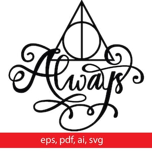 May include: A black graphic design featuring the word Always in a cursive script font, positioned below a triangle containing a circle and a vertical line. Below this design, a red horizontal bar contains the white text eps, pdf, ai, svg.