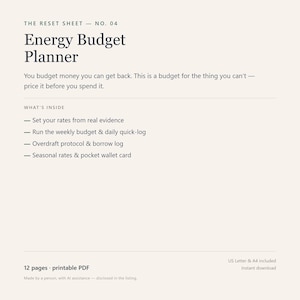 Weekly Energy Budget Planner, 12-Page Printable PDF for Capacity Planning image 1