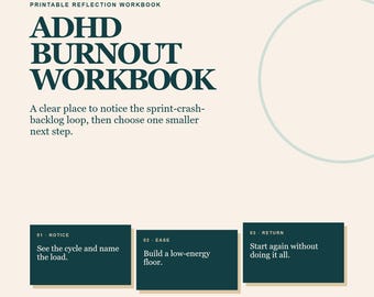 ADHD Burnout Workbook, 26-Page Printable PDF for Overwhelm Reflection