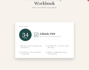 Werkboek voor herstel na burn-out - Invulbare PDF voor stressmanagement en omgaan met overweldiging (zelfzorgdagboek, digitale download)