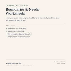 Boundary Setting Workbook, 14-Page Printable PDF with Needs Map & Scripts image 1