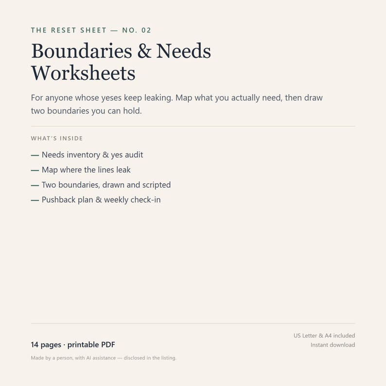 Boundary Setting Workbook, 14-Page Printable PDF with Needs Map & Scripts image 1