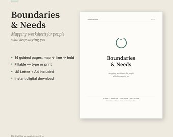 Boundary Setting Workbook, Needs Map & Saying No Scripts, 14-Page Printable PDF