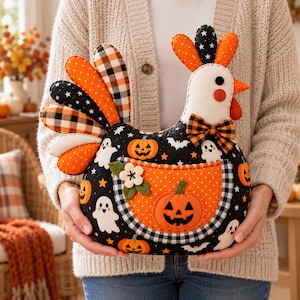Halloween Hen Sewing Pattern | Stuffed Fabric Organizer (PDF Download ...