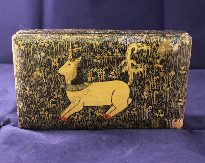Vintage Wooden Unicorn Jewelry Box Etsy