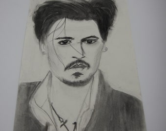 Original Charcoal Drawing of Actor Johnny Depp (2021)