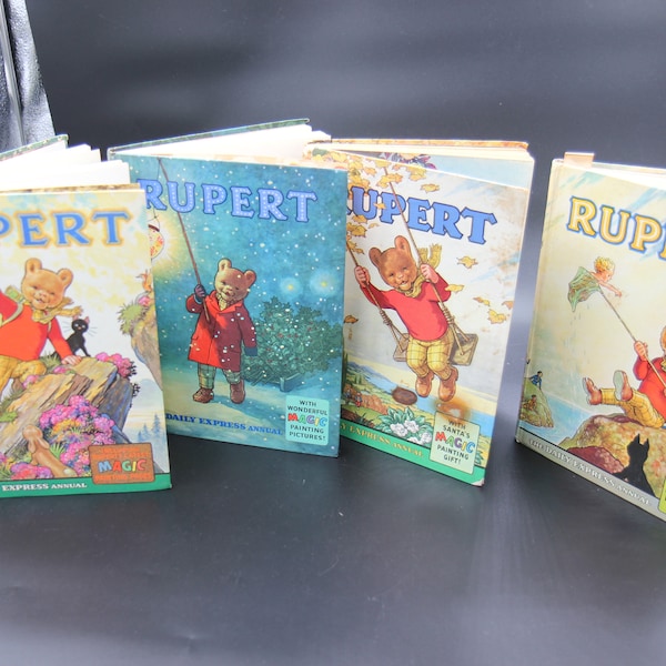 4 Vintage Rupert Jahresbär-Bücher HK (1960er Jahre)