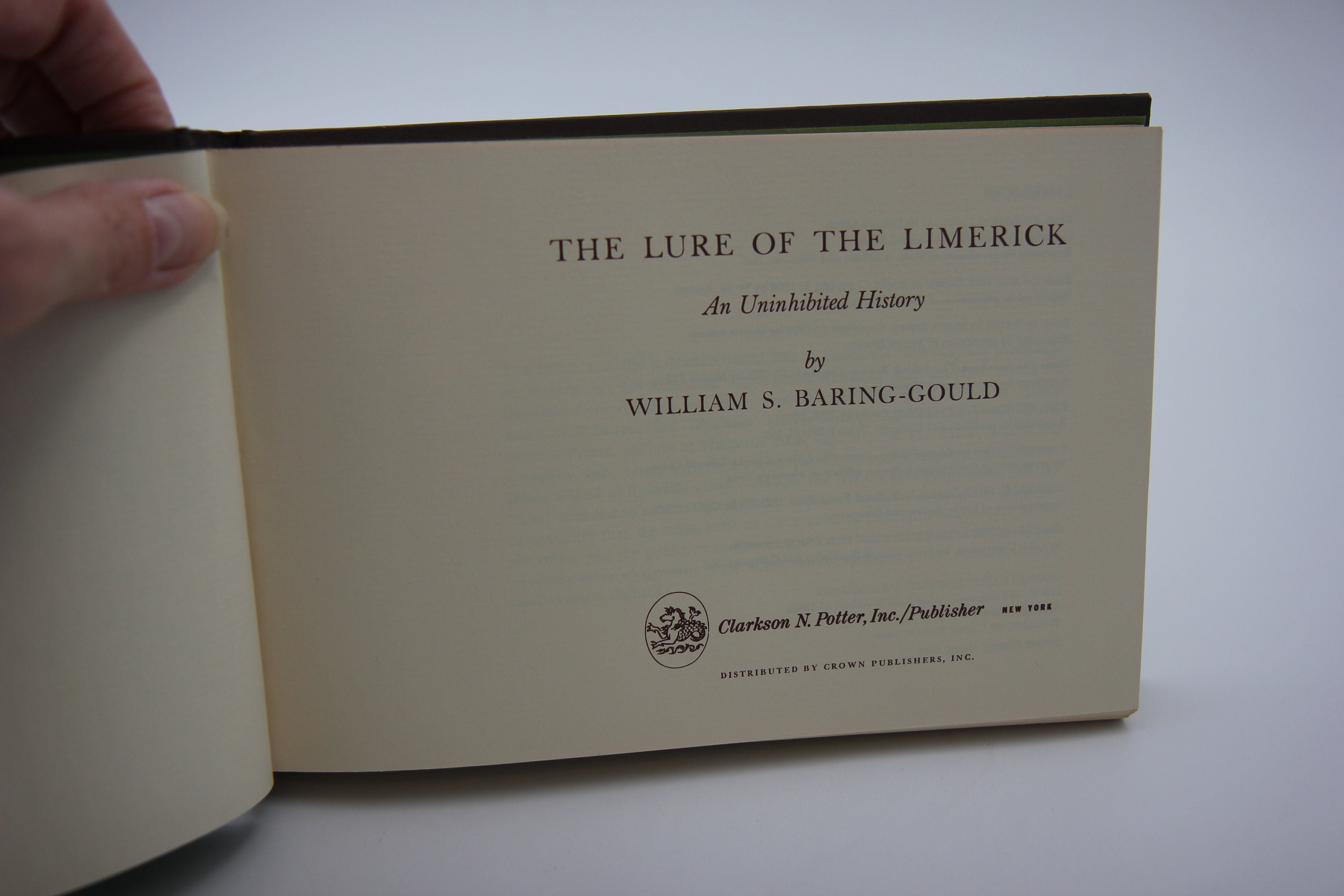 Vintage the Lure of the Limerick by William S. Baring-gould FE HC