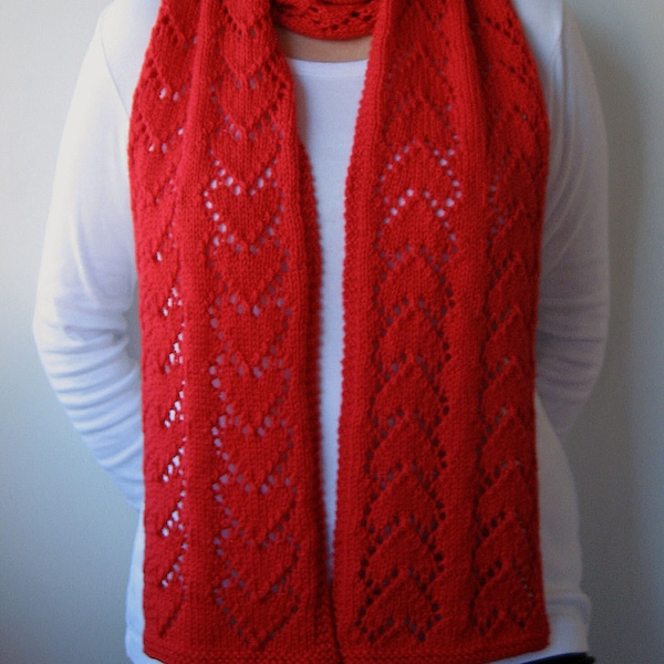 KNITTING PATTERN - Forever Hearts Scarf (one size) Digital Download PDF