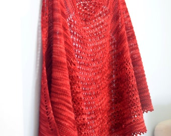 KNITTING PATTERN - Crimson Dawn Shawlette (one size) Digital Download PDF