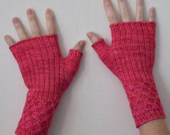 KNITTING PATTERN - Embossed Fingerless Mitts (Adult Extra Small, Small, Medium, Large, Extra Large sizes) Digital Download PDF