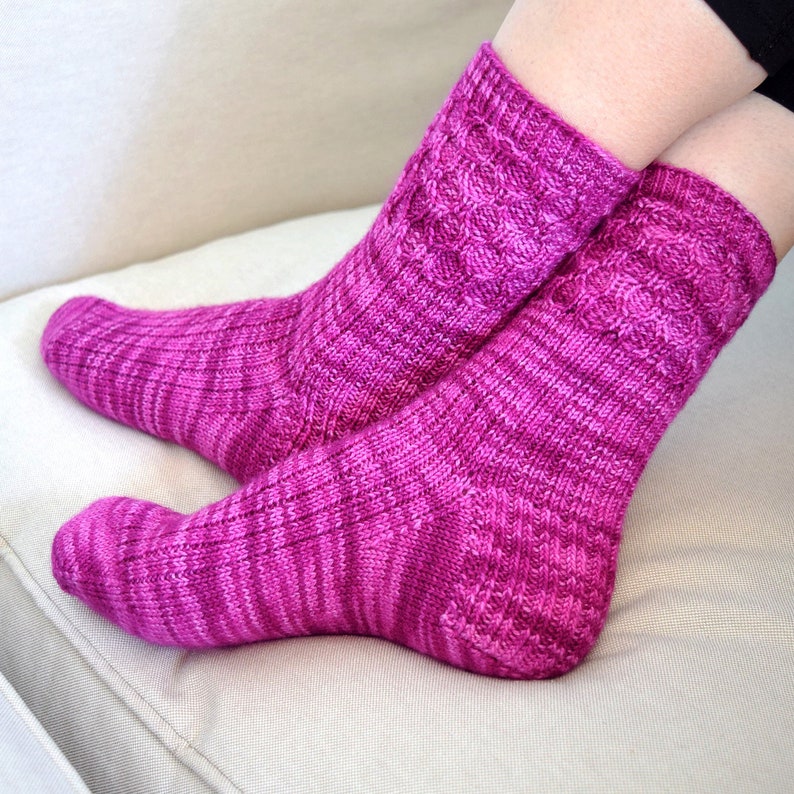 KNITTING PATTERN Embossed Socks Adult Small, Small-Medium, Medium, Large, Extra Large sizes Digital Download PDF image 3