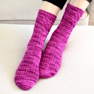 KNITTING PATTERN Embossed Socks Adult Small, Small-Medium, Medium, Large, Extra Large sizes Digital Download PDF image 1