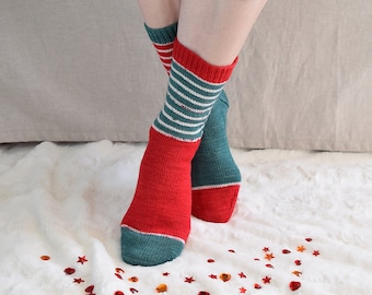 KNITTING PATTERN - Christmas Capers Socks (Adult Small, Medium, Large, Extra Large sizes) Digital Download PDF