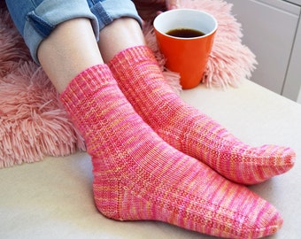 KNITTING PATTERN - Arcadia Socks (Adult Small, Medium, Large, Extra Large sizes) Digital Download PDF