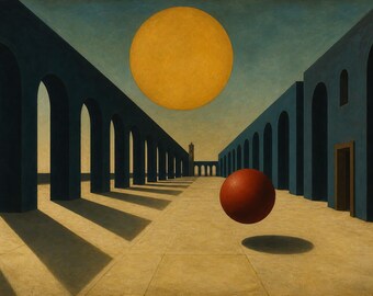Conjunto de 10 pôsteres surrealistas para imprimir, inspirados na metade do século XX | Perspective Plaza Prints | Download instantâneo