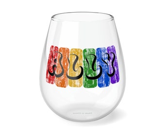 Rainbow ALLY LGBTQ Pride Equality Stemless Wine Glass, 11.75oz