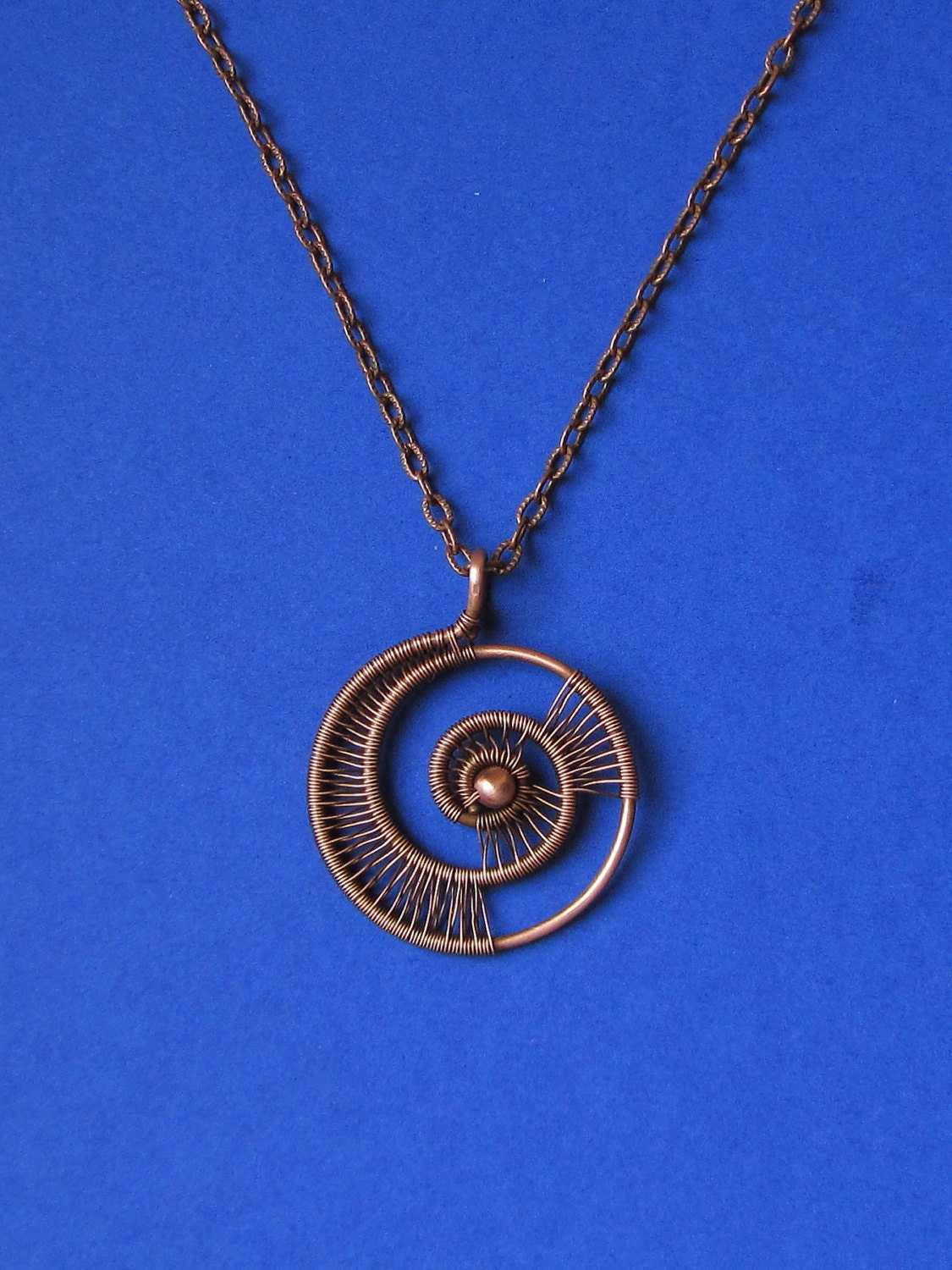 Raw copper Spiral Pendant wire wrapped pendant raw copper Etsy