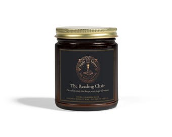 Vela aromática de lectura acogedora, Cashmere Musk en vaso de vidrio ámbar, Night Library No. III The Reading Chair, vertida bajo pedido en EE. UU.
