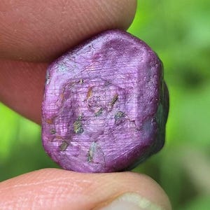 Natural Ruby Silk Hexagon Crystal, Raw Red Corundum Specimen, Rough Uncut Gemstone, Collector Stone