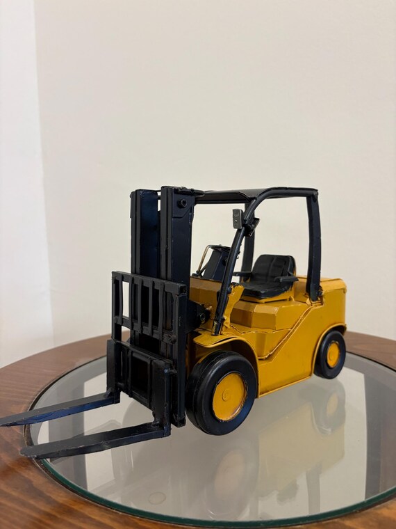 Handmade Miniature Forklift Toy Vintage Industrial Desk Decor Handcrafted Wooden Construction Vehicle Model Mechanical E