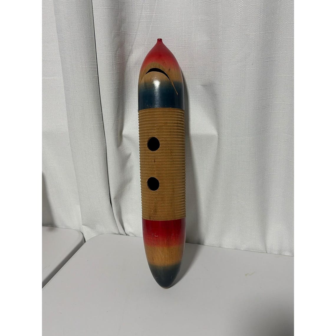 Vintage Mexican Wooden Guiro Latin Percussion Instrument Hand Painted 16", Foto 1 von 5