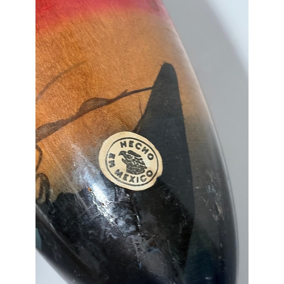 Vintage Mexican Wooden Guiro Latin Percussion Instrument Hand Painted 16", Foto 3 von 5