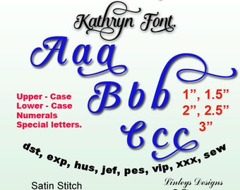 Kathryn Monogram Font – 1″, 1.5", 2″, 2.5", 3″- Digital Machine Embroidery Font - Instant Download - 8 Formats