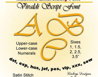 Download Machine Embroidery Alphabet: Vivaldi Script Font.