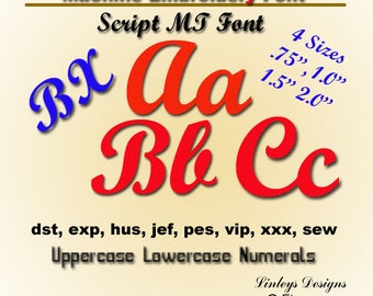 Script Mt – .75", 1″, 1.5", 2″, - Digital Machine Embroidery Font - Instant Download - BX available