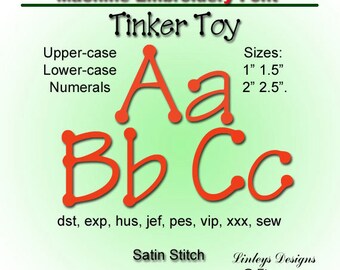 Download Machine Embroidery Alphabet: Tinker Toy Font.