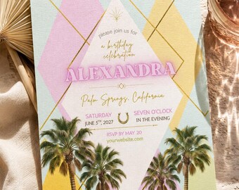 Retro Palm Springs | Birthday Invitation | Vintage 70s Party Ideas | Mid Century