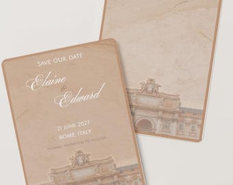 Old-World Wedding Save the Date Template | Italian Destination | Luxury European | Editable Canva Template | Digital Invitation