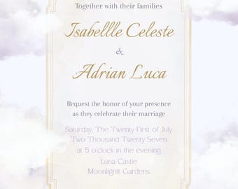 Dreamy Ethereal Wedding Invitation | Castle Garden Wedding | Digital Template