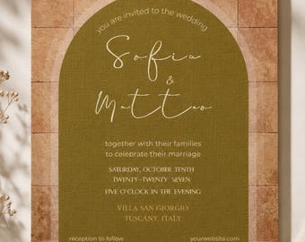 Italian Wedding Invitation | Mediterranean Terracotta Template | Editable Canva Invitation | Digital Download