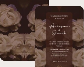 Dark Academia Wedding Invitation | Moody Floral Wedding | Gothic Canva Template | Romantic Vintage