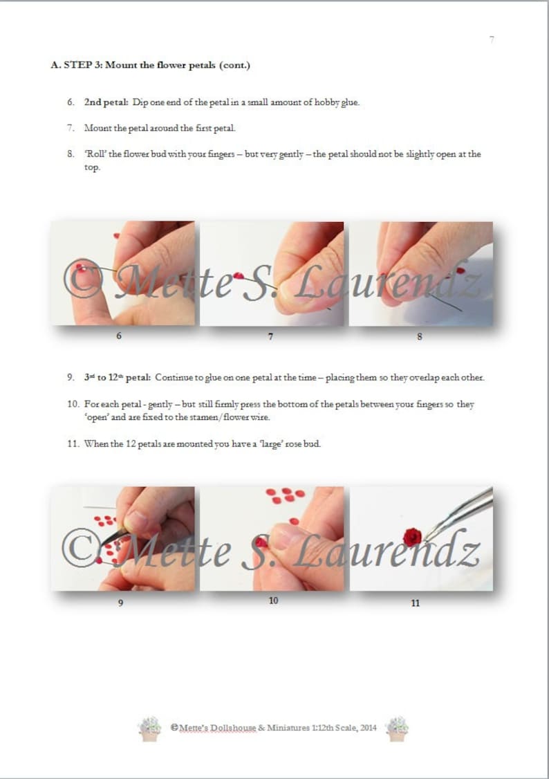 INSTANT DOWNLOAD 1:12 Scale Miniature flower tutorial, My Sweet Valentine 24 red roses in gift box' personal use only ENGLISH Tu05 image 3