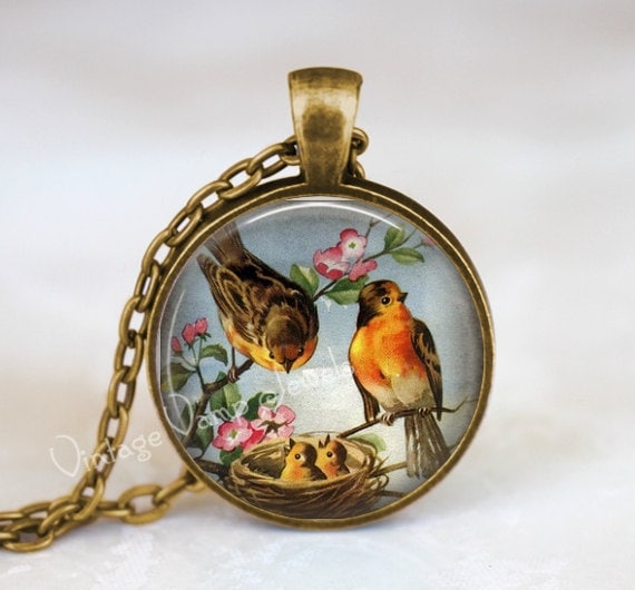 ROBIN Pendant Robin Jewelry Robin Necklace Bird Nest Red Etsy