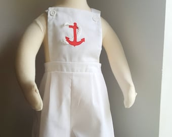 Vintage Boys Sailor Overall with Anchor and Stars- Size 12 months- New, never worn