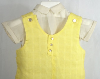 Vintage Boys Yellow Romper and White shirt- Size 12 months-New, never worn