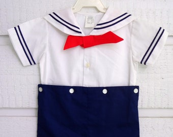 Vintage Boys Sailor suit with White Shirt and Navy Blue Shorts by C.I. Castro- size 4T- new, never worn- Classic Birthday- Easter- Nautical