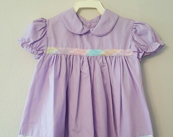 Vintage Girls Purple Dress with Plaid details by C.I. Castro -Size 3t-  New, never worn