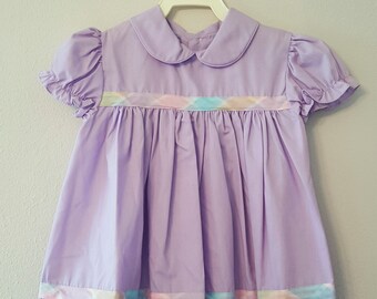 Vintage Girls Purple Dress with Plaid details by C.I. Castro -Size 2t- New, never worn
