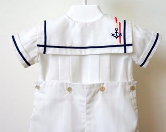 Vintage Boys Sailor suit wth Anchor- All White, New, Never worn