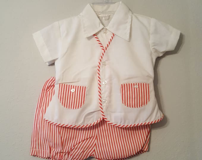 Vintage Baby Boy Diaper Set in Red and White Stripes Size Etsy