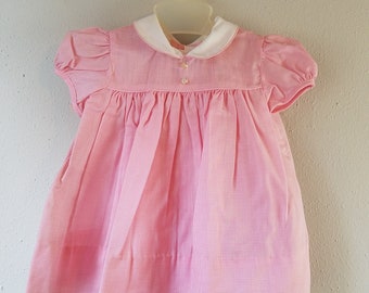 Vintage Girls Pink Gingham Dress with Peter Pan Collar by Jayne Copeland- Size 9 months- New, never worn