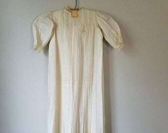 Vintage "Baby" Off-White Cotton and Lace Christening Gown- Made in France -Full Length- Photo Prop- Antique- Newborn- Infant- Baptism- Briss