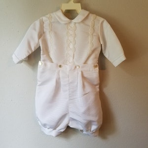 Vintage Boys White Knicker Set: Lace Trimmed Shirt, Baptism Christening Outfit