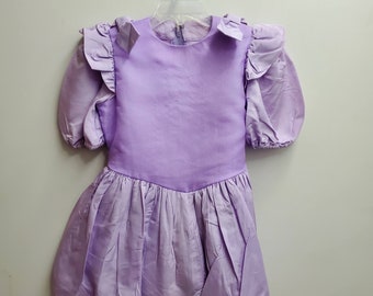 Vintage Girls Purple Dress with Bubble Skirt and Puffed Sleeves- Size 4/5- Party Dress- Miss Piggy Costume- Princess- Handmade